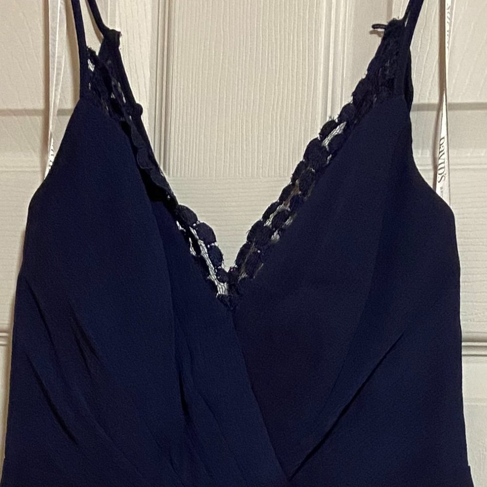 Navy David's Bridal dress